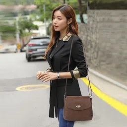 Lancer Women Textured Structured Leather Sling Bag-11
