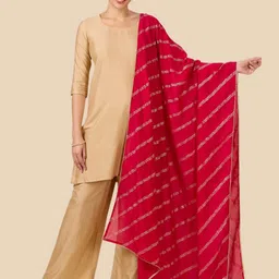 Studio Shringaar Floral Printed Gotta Patti Dupatta-image-9