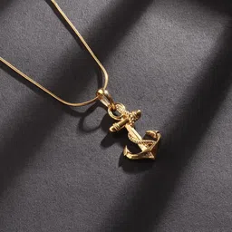 AKSHAT SAPPHIRE Kids 925 Sterling Silver Gold-Plated Anchor Design Pendant-picture-25