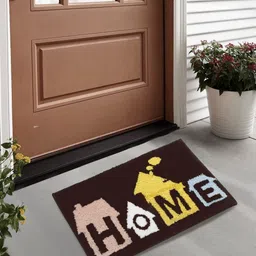 Myntra Elegant Homes Coffee Brown & Yellow Geometric Printed Anti-Skid Doormat-48