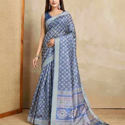 DOI MOI Ethnic Motifs Zari Silk Blend Ready to Wear Bagh Saree-47