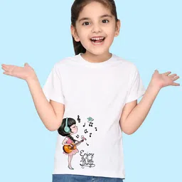 NUSYL Girls Enjoy The Little Things Text Printed Regular Fit T-Shirt-image-3