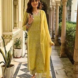 Royal Export Floral Printed Straight Kurta with Trousers & Dupatta-picture-13