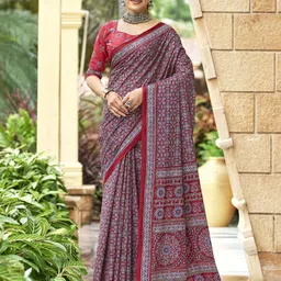 Munir Floral Pure Cotton Bagru Saree-13