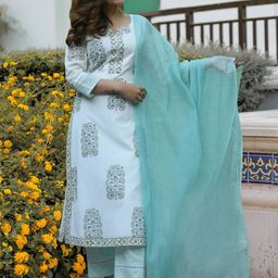 Moda Rapido Women Ethnic Motifs Printed Regular Kurta with Trousers & With Dupatta image 4