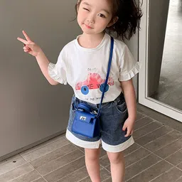 LULU & SKY Girls Printed Drop-Shoulder Sleeves Applique T-shirt-image-76