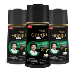 Enega Set Of 3 Long Lasting Permanent Shampoo Hair Colour - 400ml - Natural Black-17