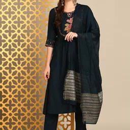 Anouk Women Floral Embroidered Regular Thread Work Kurta with Trousers & With Dupatta-picture-14