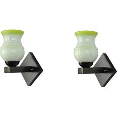 1ST TIME Green & White 2 Pieces Printed Glass Contemporary Wall Lamps-picture-43