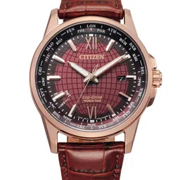 Citizen Men eco-drive Brass Dial & Leather Textured Straps Analogue Watch BX1009-10X-46
