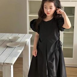 StyleCast x Revolte Girls Solid Round Neck Gathered or Pleated Cotton A-Line Dress-image-66