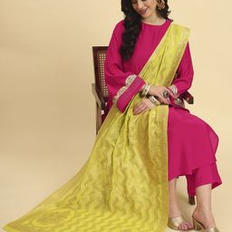 Yufta Women Regular Sequinned Kurta with Palazzos & With Dupatta image 3