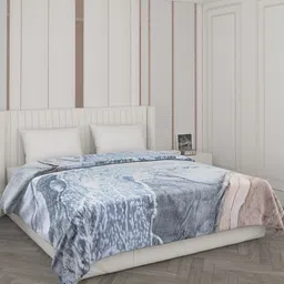 Monte Carlo Grey & Mauve Abstract Printed Mild Winter 600 GSM Double Bed Blanket-0