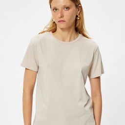 Koton Women Solid Round Neck Cotton T-Shirt-image-72