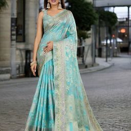 Mitera Woven Design Zari Organza Banarasi Saree-picture-35