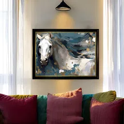 Art Street White & Blue 1 Piece Synthetic Wood Birds and Animals Wall Paintings-image-82