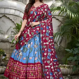 A TO Z CART Printed Ready to Wear Lehenga & Unstitched Blouse With Dupatta-picture-6