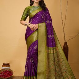 Mitera Ethnic Motifs Zari Art Silk Banarasi Saree-image-65