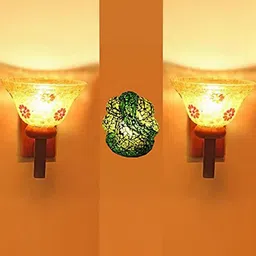 Somil Indore Mosaic Decorative Lamp Combo of Matching Wall Lamp & Blessing God Ganesh Wall Lamp, Multi Compatible with LED, Size: 18.5 X 18.5 X 22.5 Cm, Pack of 3.-image-63