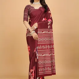 VS MALL Printed Poly Crepe Sarees-image-87