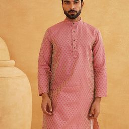 SOJANYA Ethnic Motifs Woven design Band Collar Straight Kurta With Churidar-picture-55