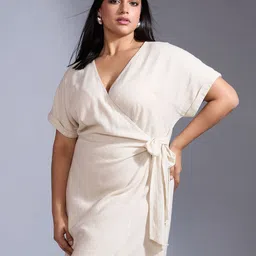 20Dresses Women Plus size Short Sleeves Mini Wrap Dress-image-42