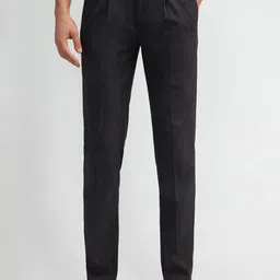 Arrow Men Textured Urban Slim Fit Pleated Formal Trousers-picture-32