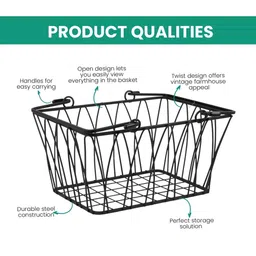 Go Hooked Black Storage Basket with Handles Organisers - Set of 2 image 3