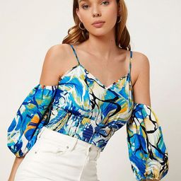 Stylecast X Slyck Abstract Printed Shoulder Straps Top-33