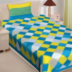 POORAK Blue & White Jaipuri Print 104 TC Single Bedsheet with 1 Pillow Covers-45