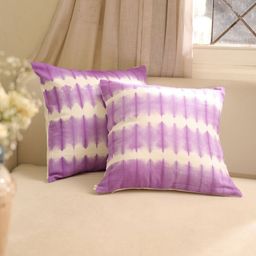 SLEEPY THREADS 2 Pieces Purple & White Abstract Square Cotton Cushion Covers-image-3