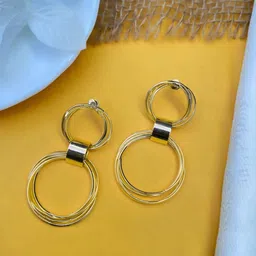 VATIYAANA Jewels Gold Plated Circular Shaped Drop Earrings-image-79