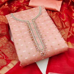 SAINOOR Embellished Semi-Stitched Dress Material-image-45