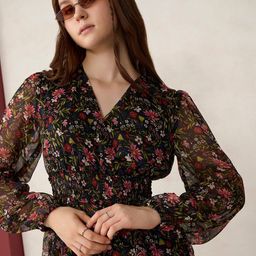 Outzidr Women 1 Floral Print Blouson Top-image-53