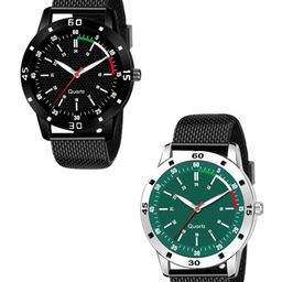 Miss Perfect Men Set of 2 Round Dial & Bracelet Style Straps Analogue Watch foxx12-picture-18