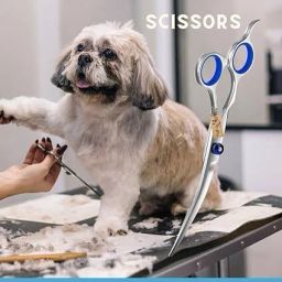Dog Grooming Up curved scissor, Heavy Duty, Titanium, Perfect Grip Silver Steel, Silver Pet Hair Trimmer-22