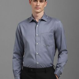 Louis Philippe Men Classic FitSpread Collar Solid Cotton Formal Shirt-image-87