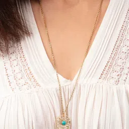 SOUL WORKS Turquoise Stone Lotus Long Necklace-picture-32
