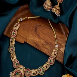 Grisha Jewellery Gold-Plated Pearls-Studded & Beaded Jewellery Set-18