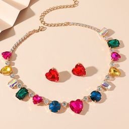 Peora Gold Plated Crystal & Cubic Zirconia Studded Necklace With Studs-picture-42