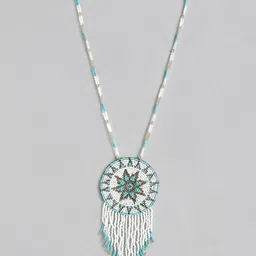 RICHEERA Blue & White Artificial Beads Necklace-31