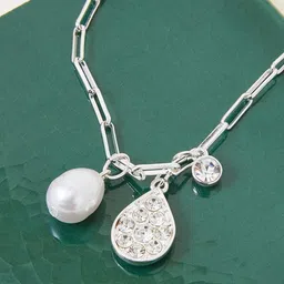 Accessorize Silver-Plated Filigree Drop Pendant Necklace-55