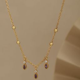Carlton London Brass Gold-Plated CZ-Studded Necklace-42