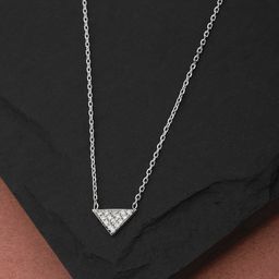 Carlton London Silver Toned Rhodium-Plated CZ Studded Necklace-5