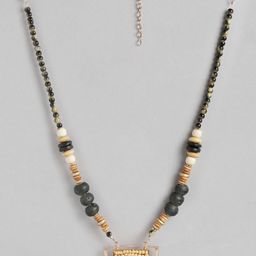 RICHEERA Beige & Black Rose Gold-Plated Beaded Necklace-image-1