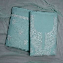 Seva Chikan Embroidered Unstitched Dress Material-image-9