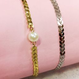 OOMPH Set of 2  Gold-Toned & Silver-Toned Choker Necklace-image-3