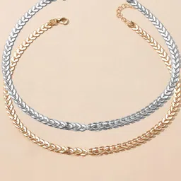 OOMPH Set Of 2 Gold Plated Delicate Choker Necklace-image-96
