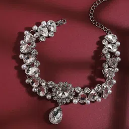 SOHI Silver-Plated Stone Studded Necklace-image-96