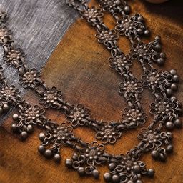 TEEJH Silver-Toned Silver-Toned Oxidised Necklace-1